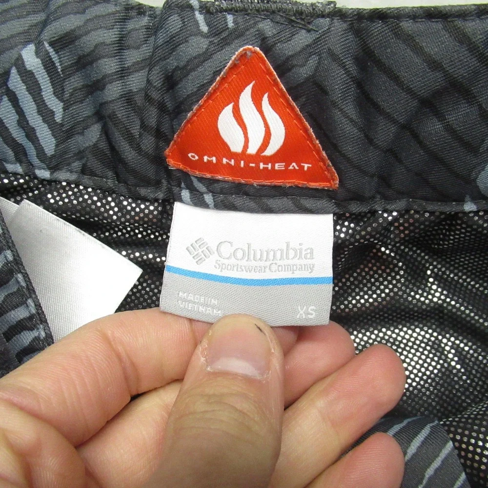 Columbia Snow Pants Youth XS Black Camo Omni Heat Winter Ski Cargo Outdoor 24x21